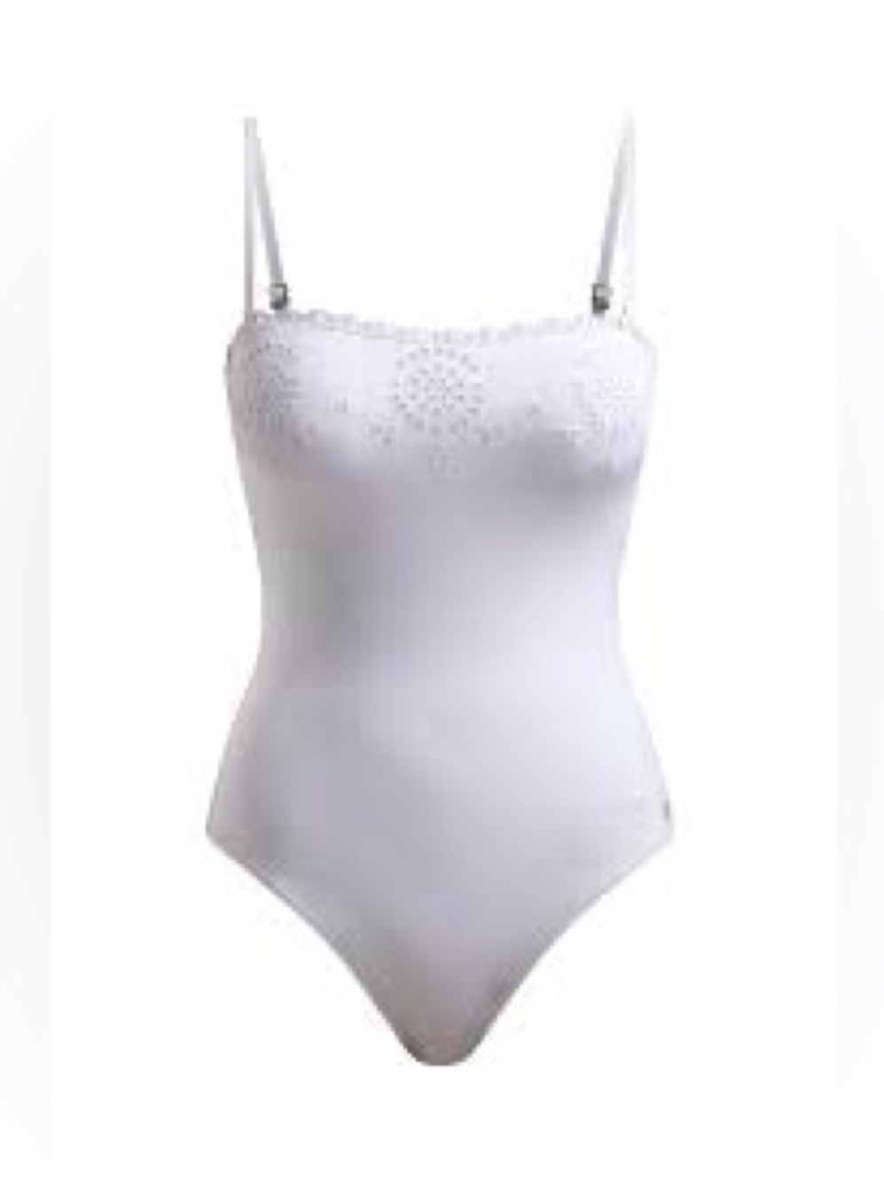 White One-Piece Swimsuit with Eyelet Detail
